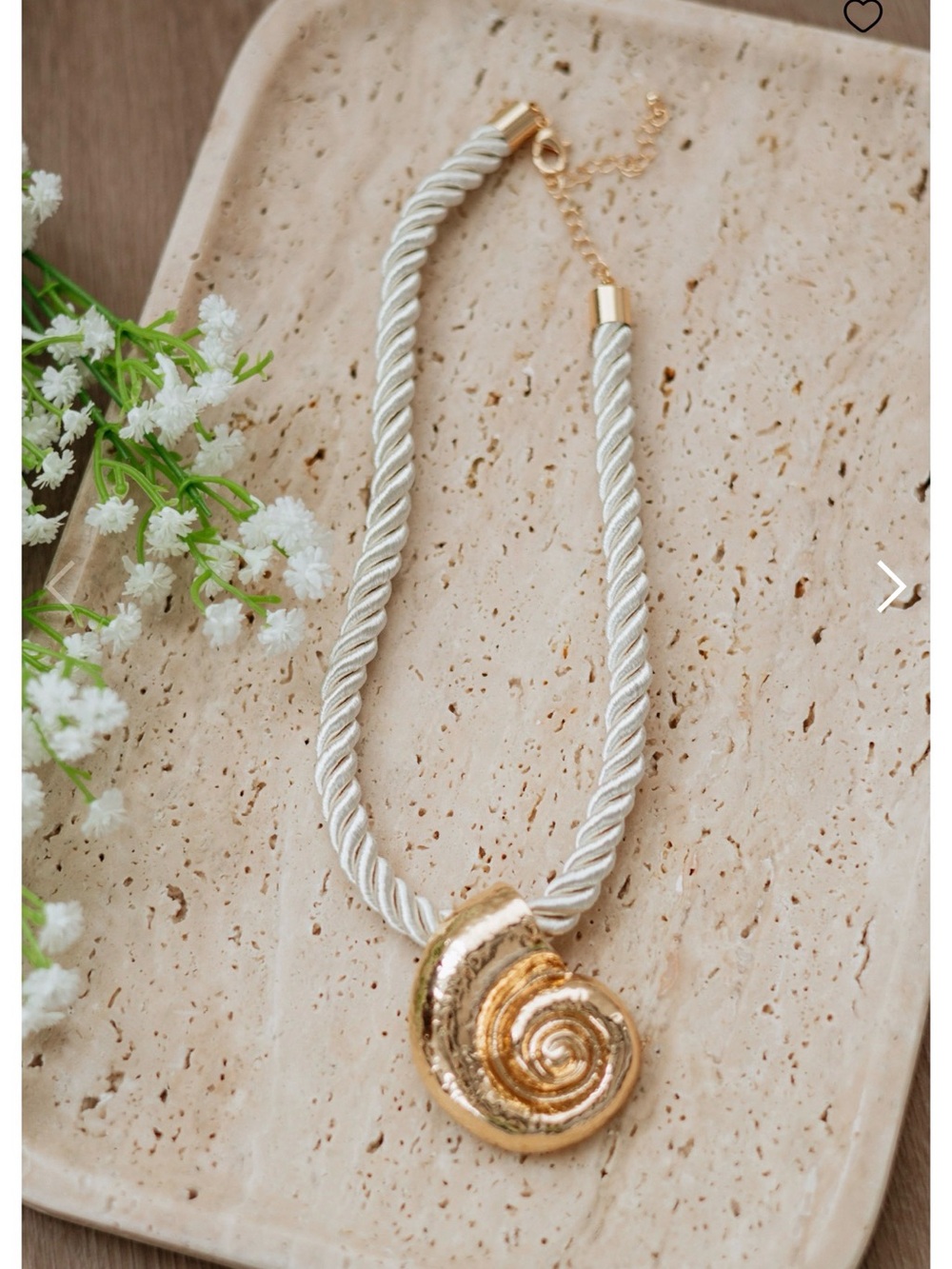 Gold Spiral Nautical Sea Shell Pendant Rope Necklace - Women's Jewelry